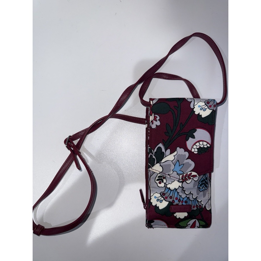 Vera Bradley Bag Crossbody RFID Envelope Bordeaux Blooms Cellphone Wallet